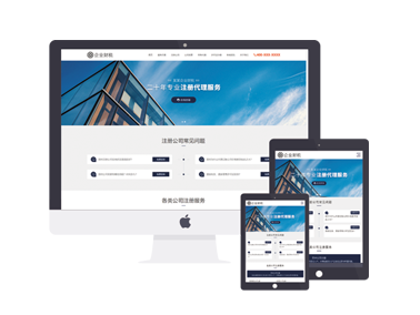 蓝色宽屏响应式公司注册变更财务代理企业服务自适应网站模版主题